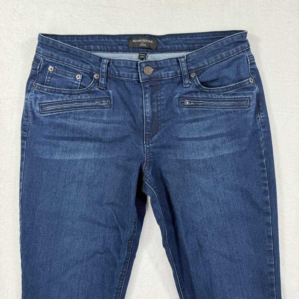 Banana Republic Legging Jeans Women 31/12R Blue Dark Wash Front Zip Skinny Denim - Picture 3 of 8